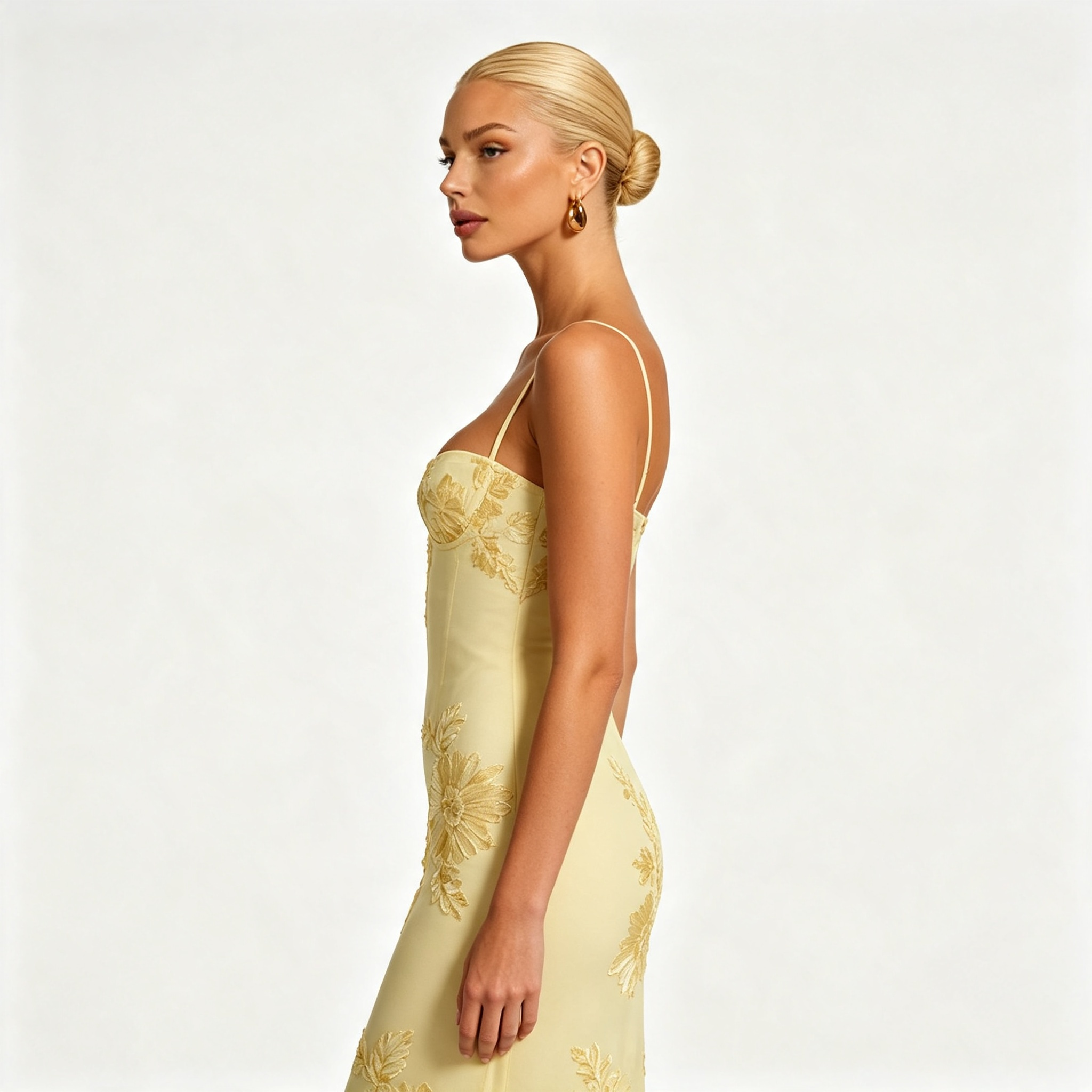 Womens Floral Embroidered Corset Cami Strap Wedding Guest Maxi Dress