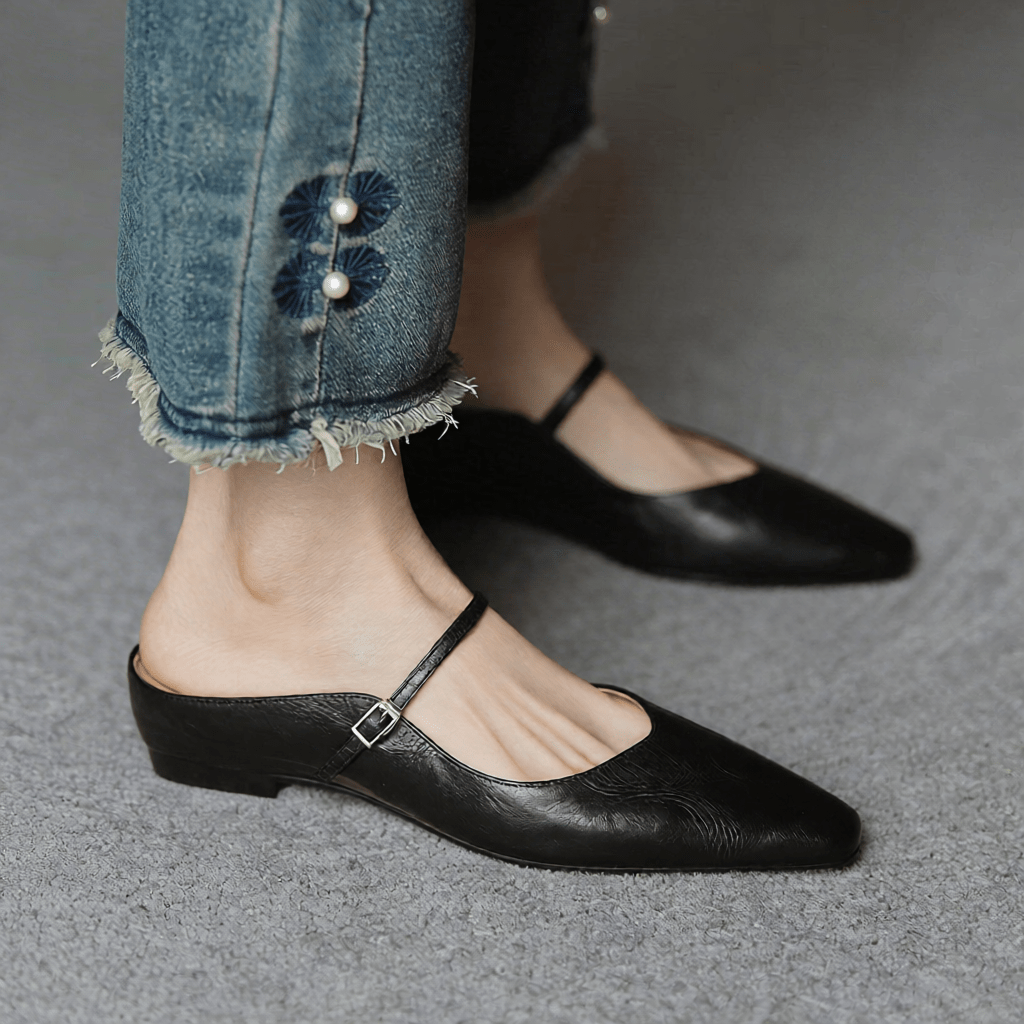 Stylish Orella Genuine Leather Mules for Women - Comfortable Slip - On Footwear