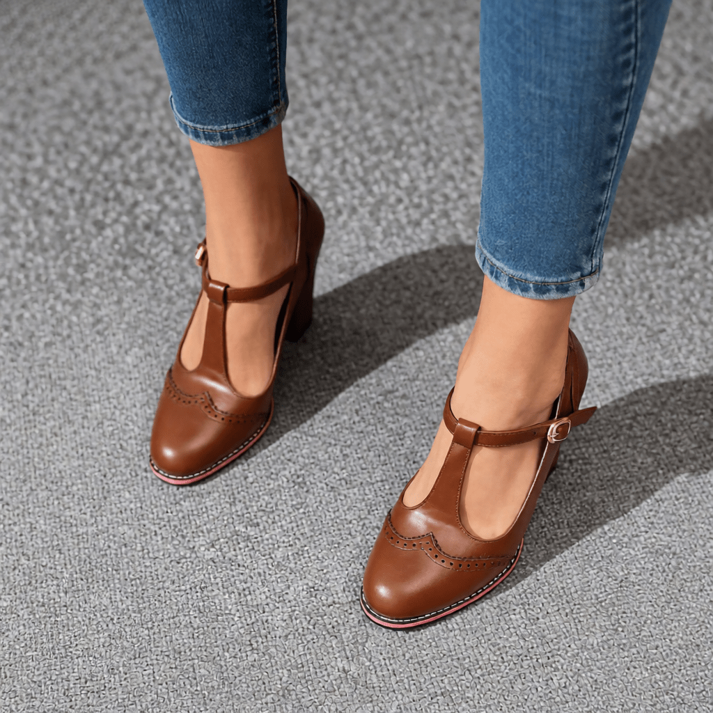 Stylish Women's Brogue Leather Loafers - Comfortable & Chic Footwear