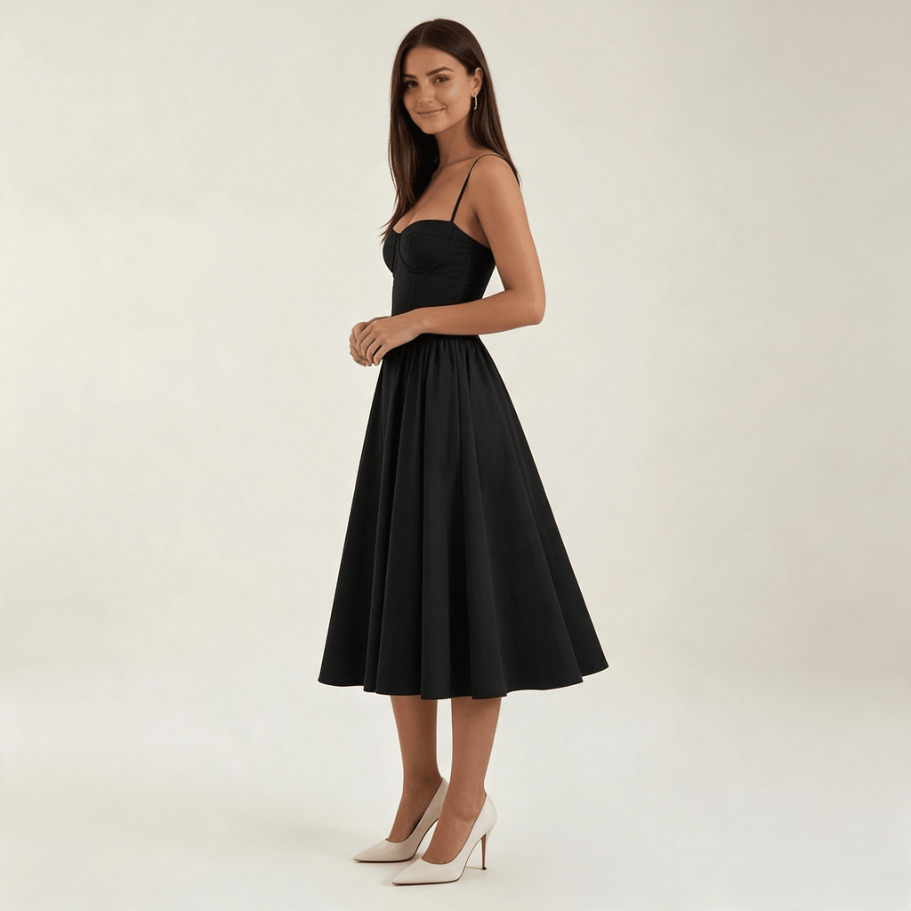 Womens Floral Corset Midi Dress Sweetheart Neck Summer Dress