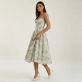 Womens Floral Corset Midi Dress Sweetheart Neck Summer Dress