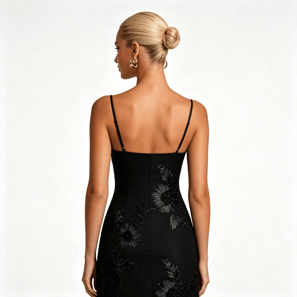 Womens Floral Embroidered Corset Cami Strap Wedding Guest Maxi Dress