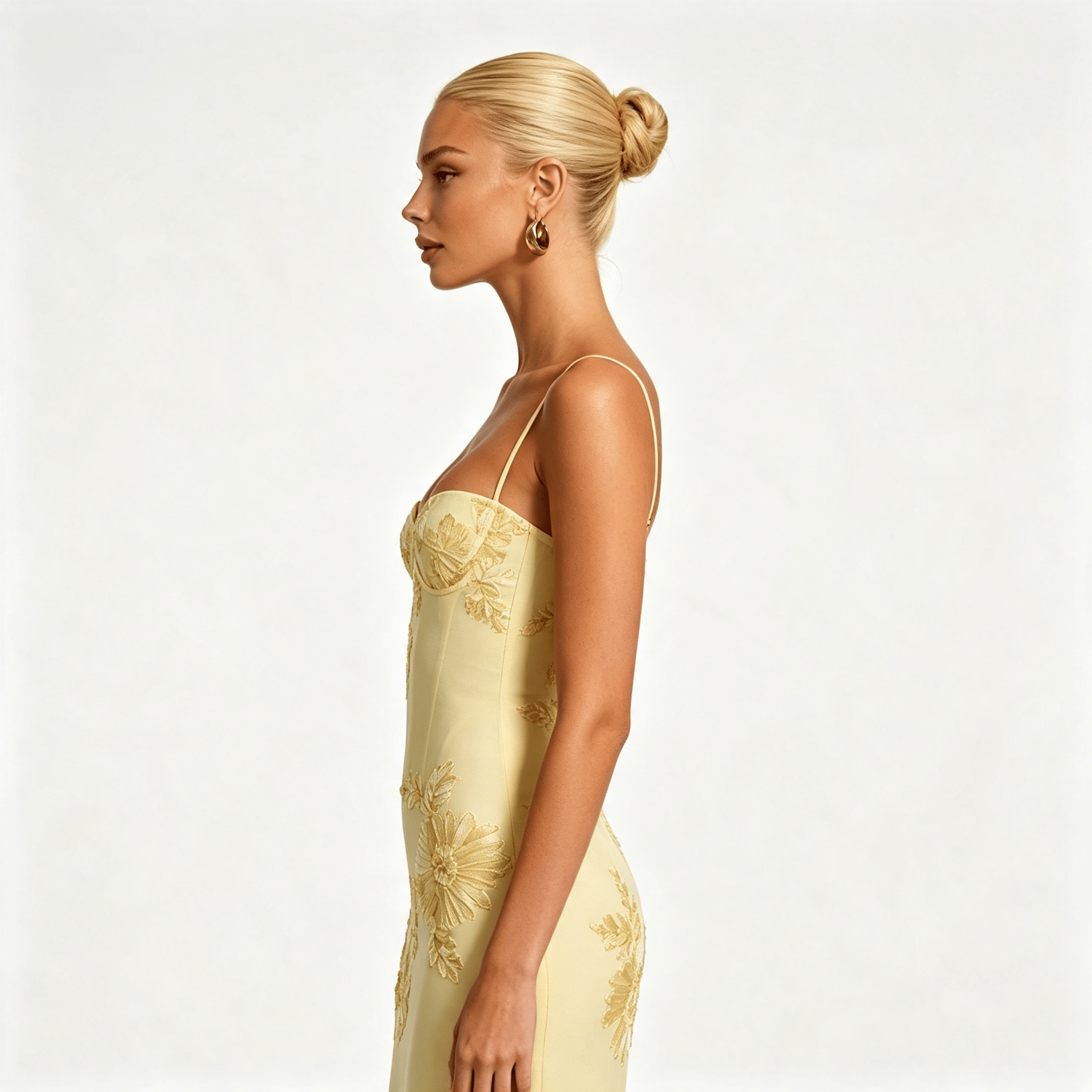 Womens Floral Embroidered Corset Cami Strap Wedding Guest Maxi Dress
