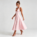Womens Halter Midi Floral Dress Wedding Guest Occasion Dress