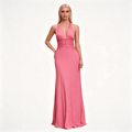 Womens Halter Neck Backless Maxi Wedding Guest Dress