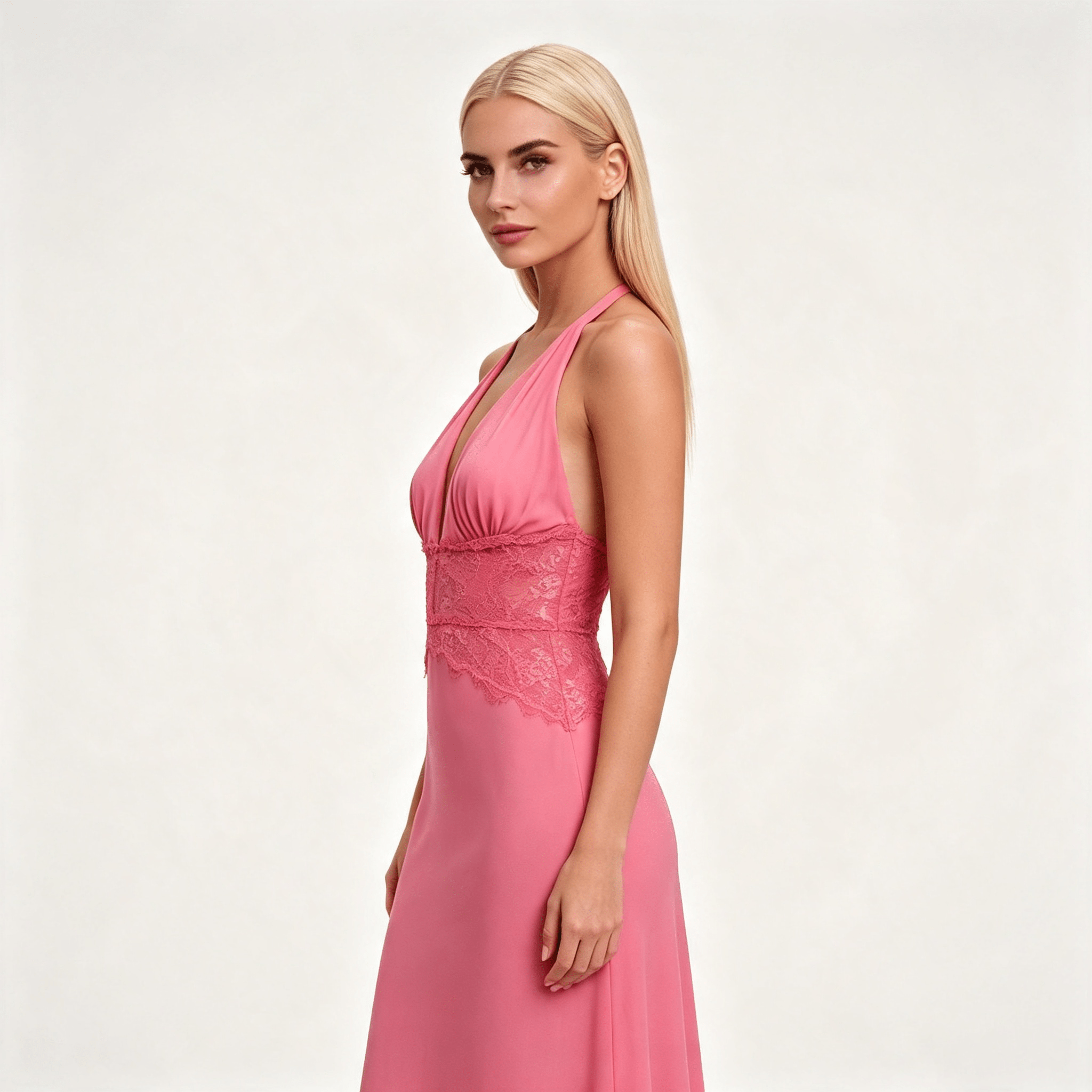 Womens Halter Neck Backless Maxi Wedding Guest Dress