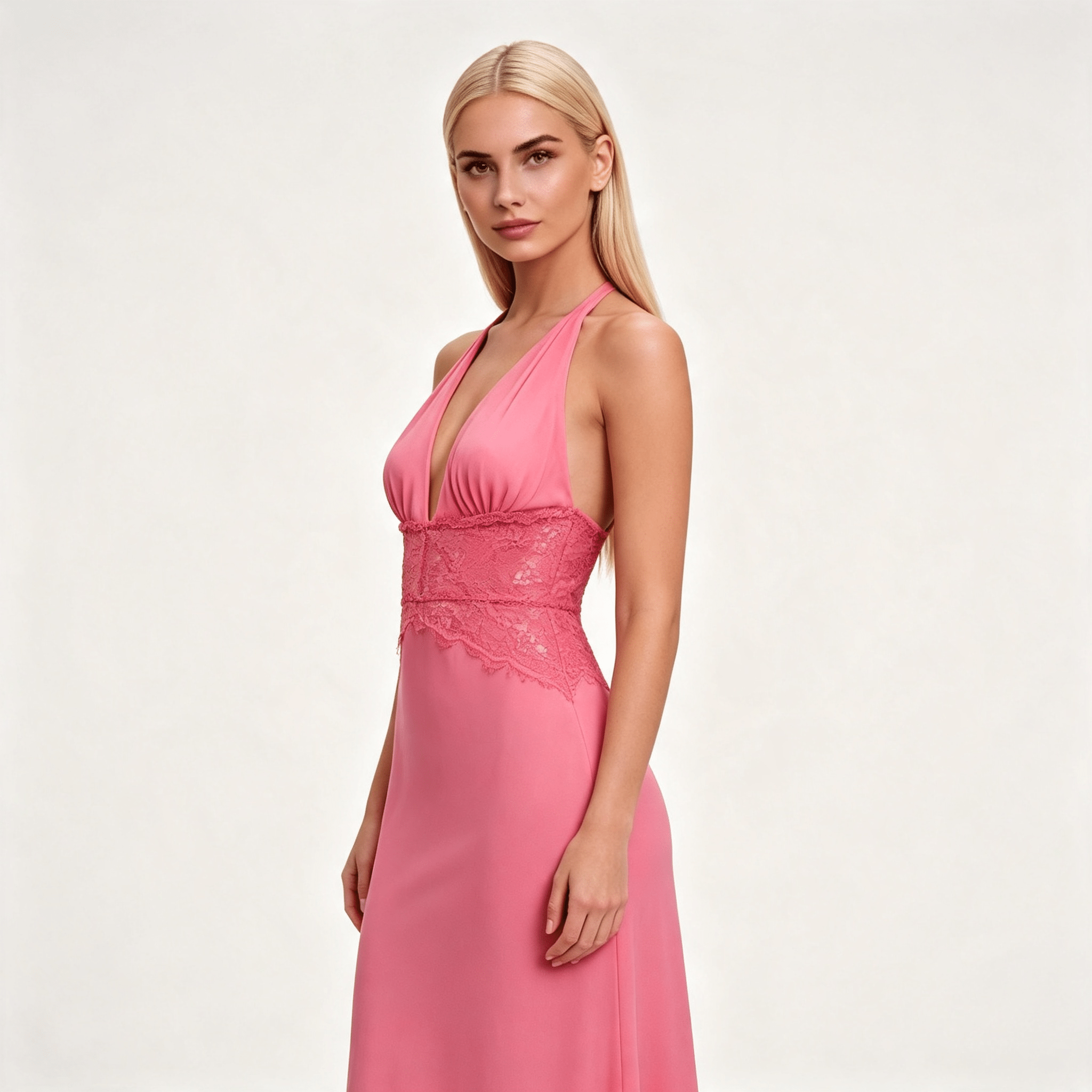 Womens Halter Neck Backless Maxi Wedding Guest Dress