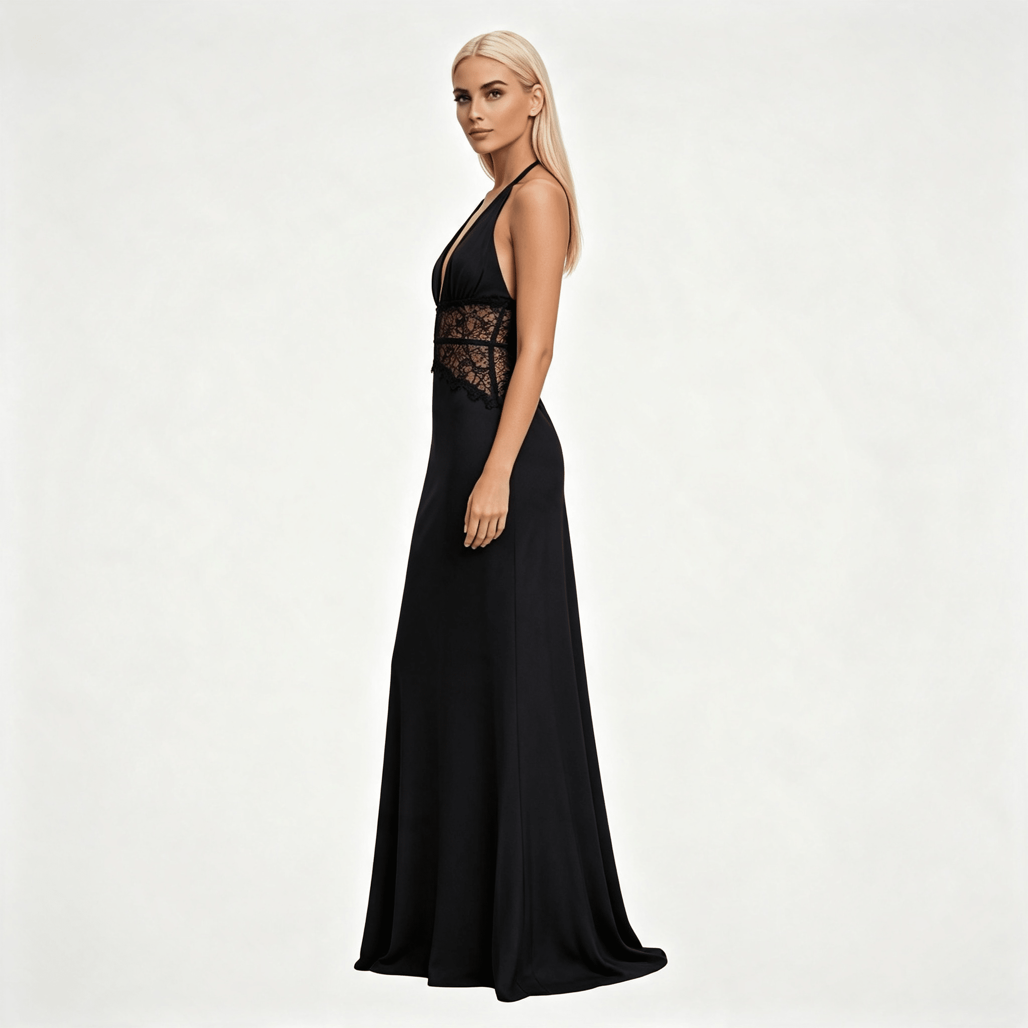 Womens Halter Neck Backless Maxi Wedding Guest Dress