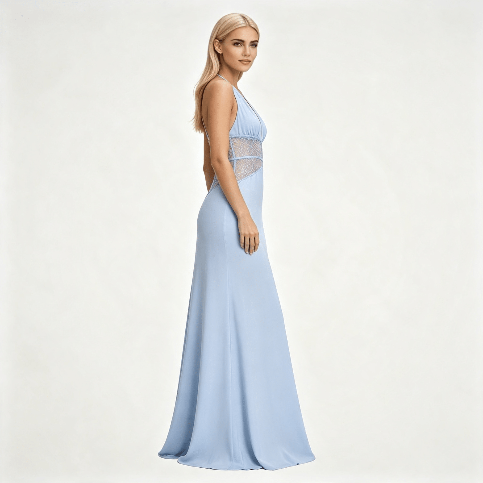 Womens Halter Neck Backless Maxi Wedding Guest Dress