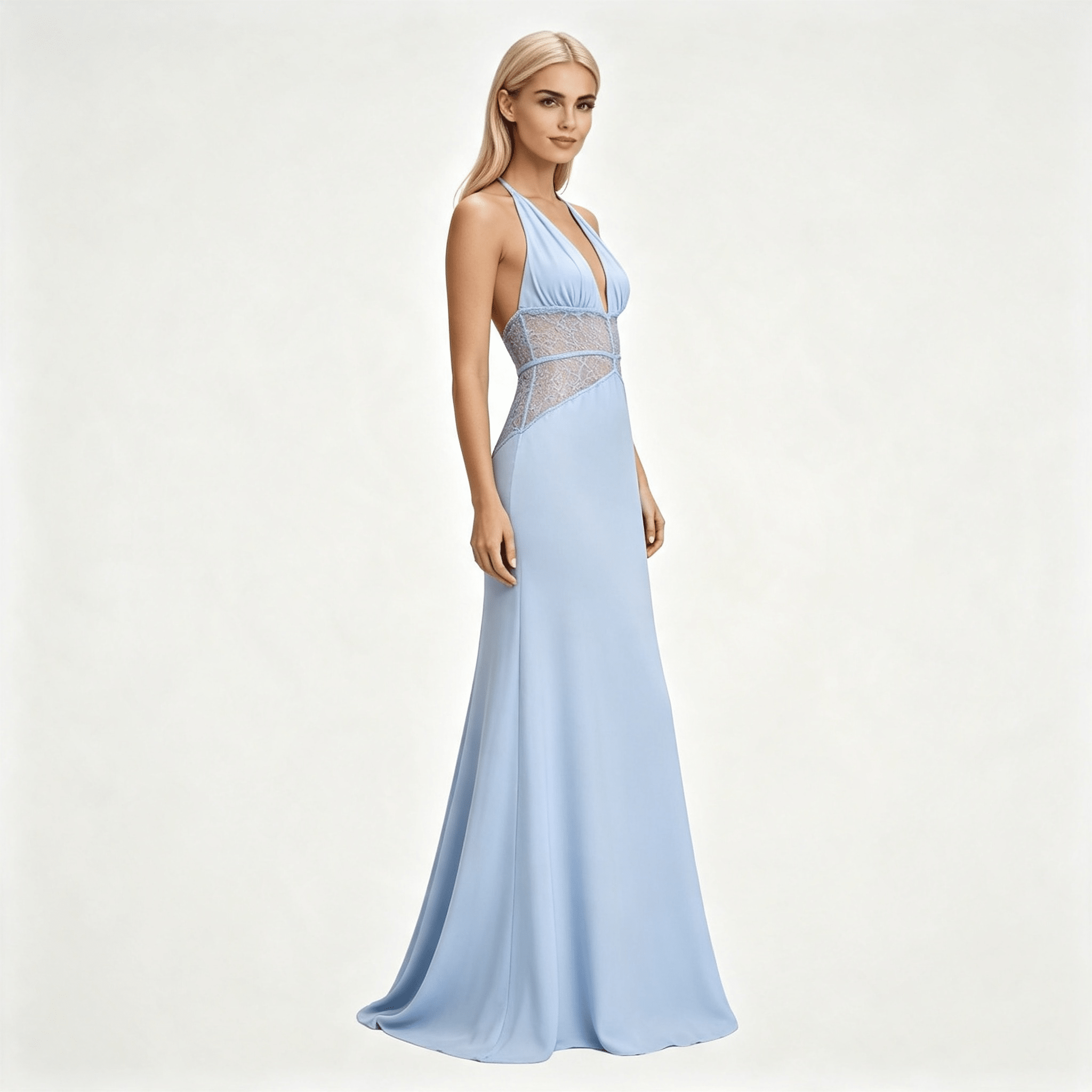 Womens Halter Neck Backless Maxi Wedding Guest Dress