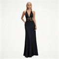 Womens Halter Neck Backless Maxi Wedding Guest Dress
