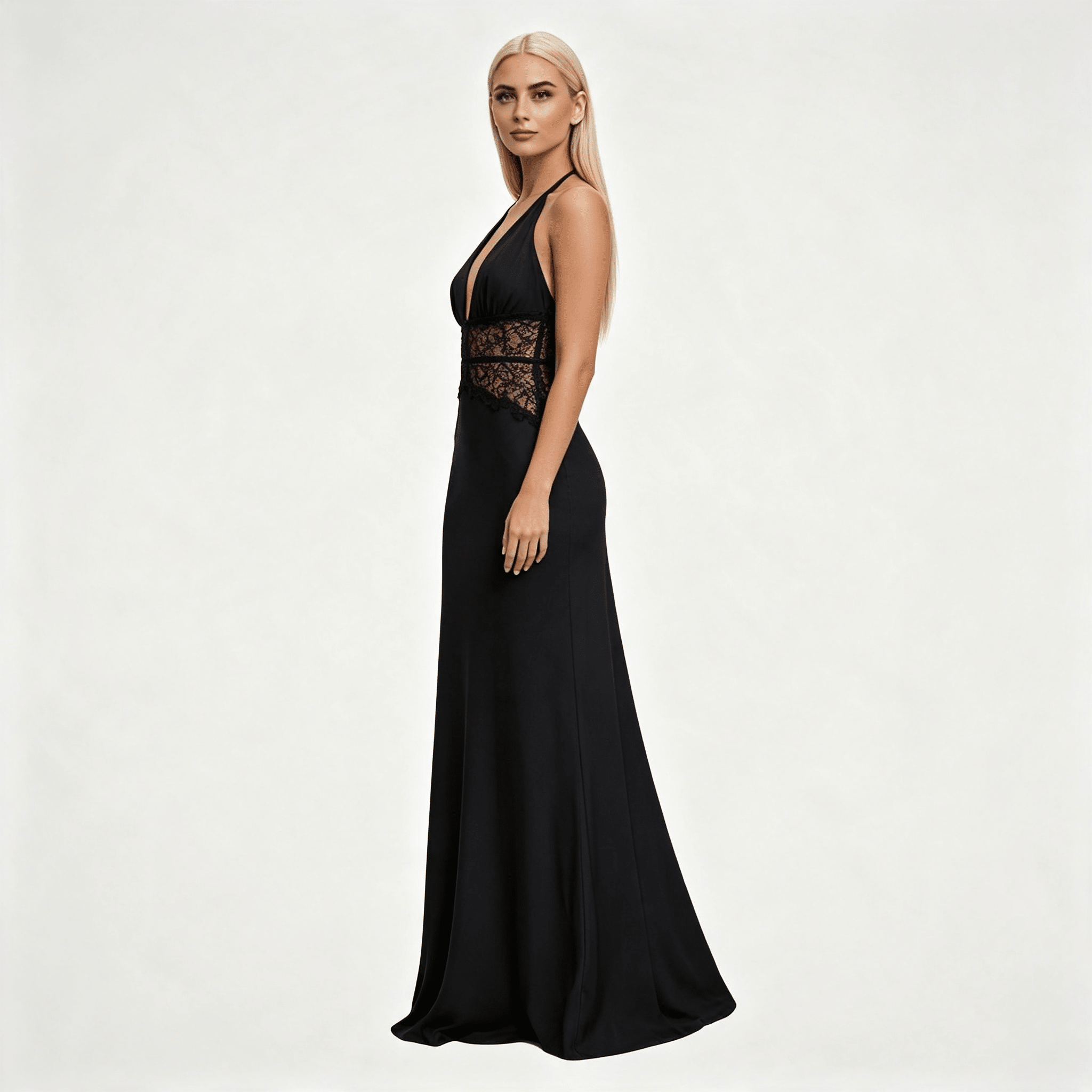Womens Halter Neck Backless Maxi Wedding Guest Dress