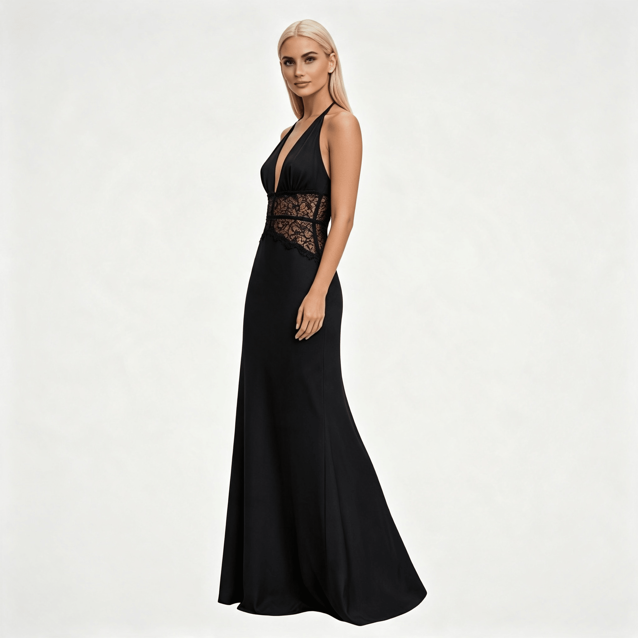Womens Halter Neck Backless Maxi Wedding Guest Dress