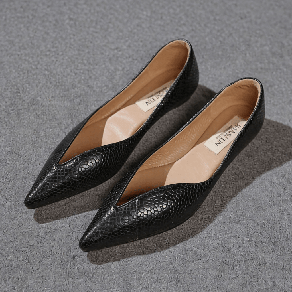 Women's Premium Leather Pointed Toe Ballet Flats - Stylish Corvine Design for Comfort and Elegance