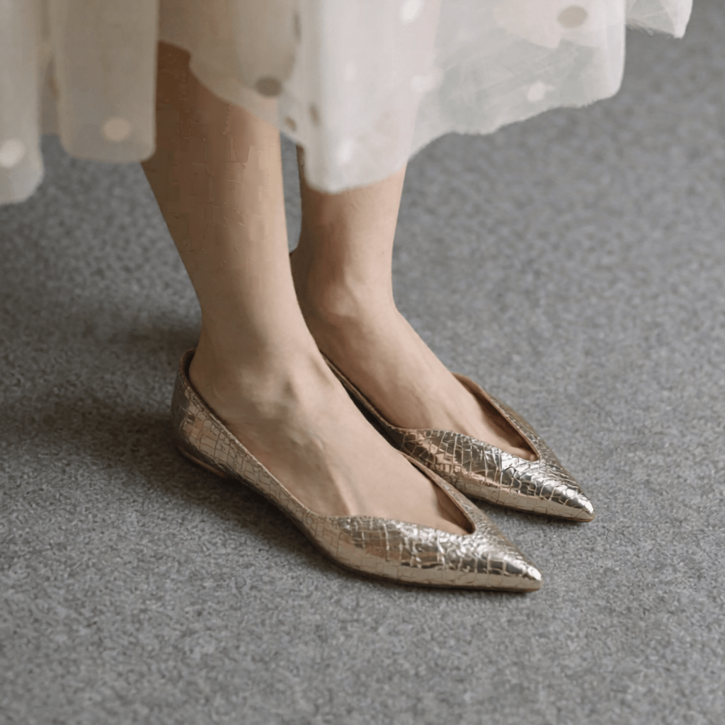 Women's Premium Leather Pointed Toe Ballet Flats - Stylish Corvine Design for Comfort and Elegance