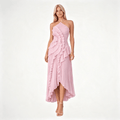 Womens Sleeveless Halter Backless Ruffled Maxi Summer Wedding Guest Dress