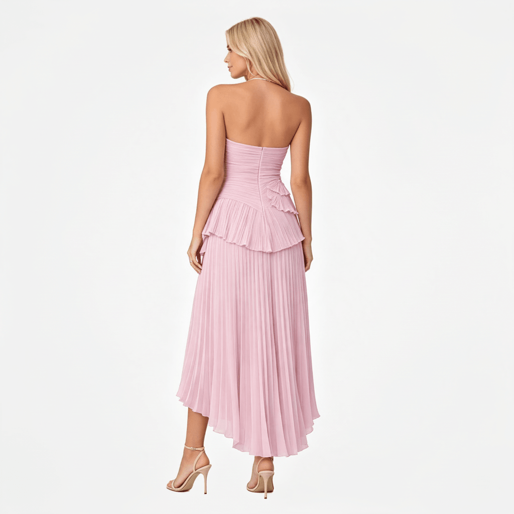 Womens Sleeveless Halter Backless Ruffled Maxi Summer Wedding Guest Dress
