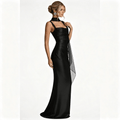 Womens Square Neck Ruched Satin Maxi Wedding Guest Dress