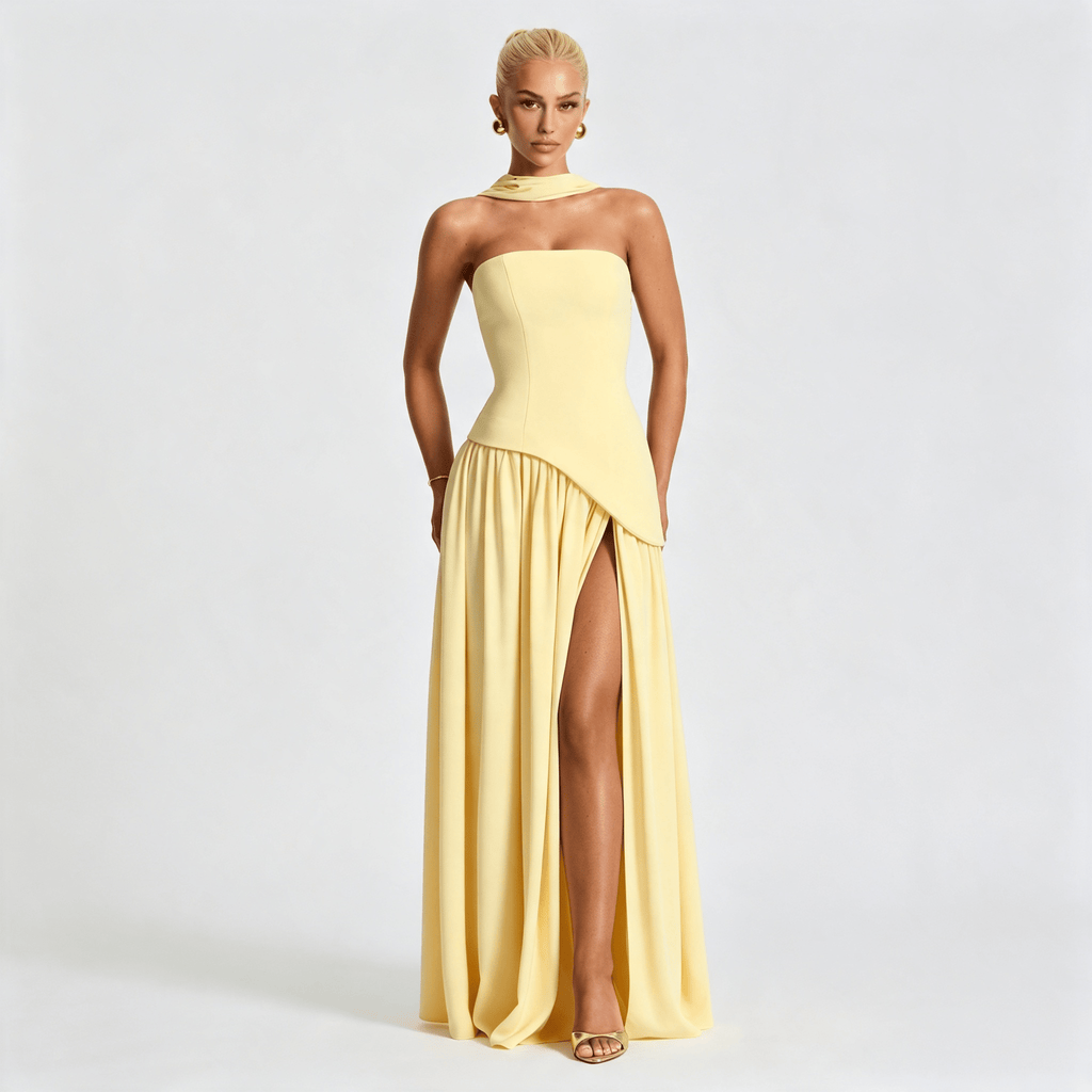 Womens Strapless Formal Maxi Dress
