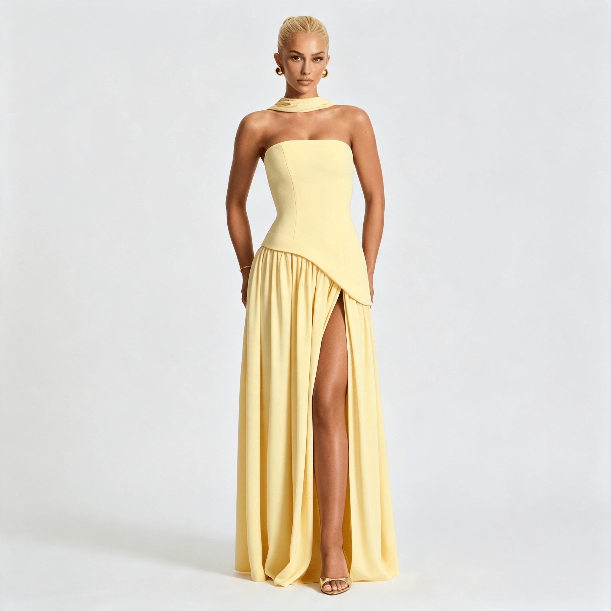 Womens Strapless Formal Maxi Dress