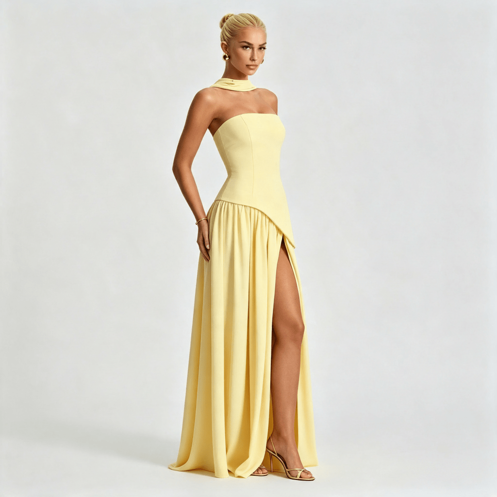 Womens Strapless Formal Maxi Dress