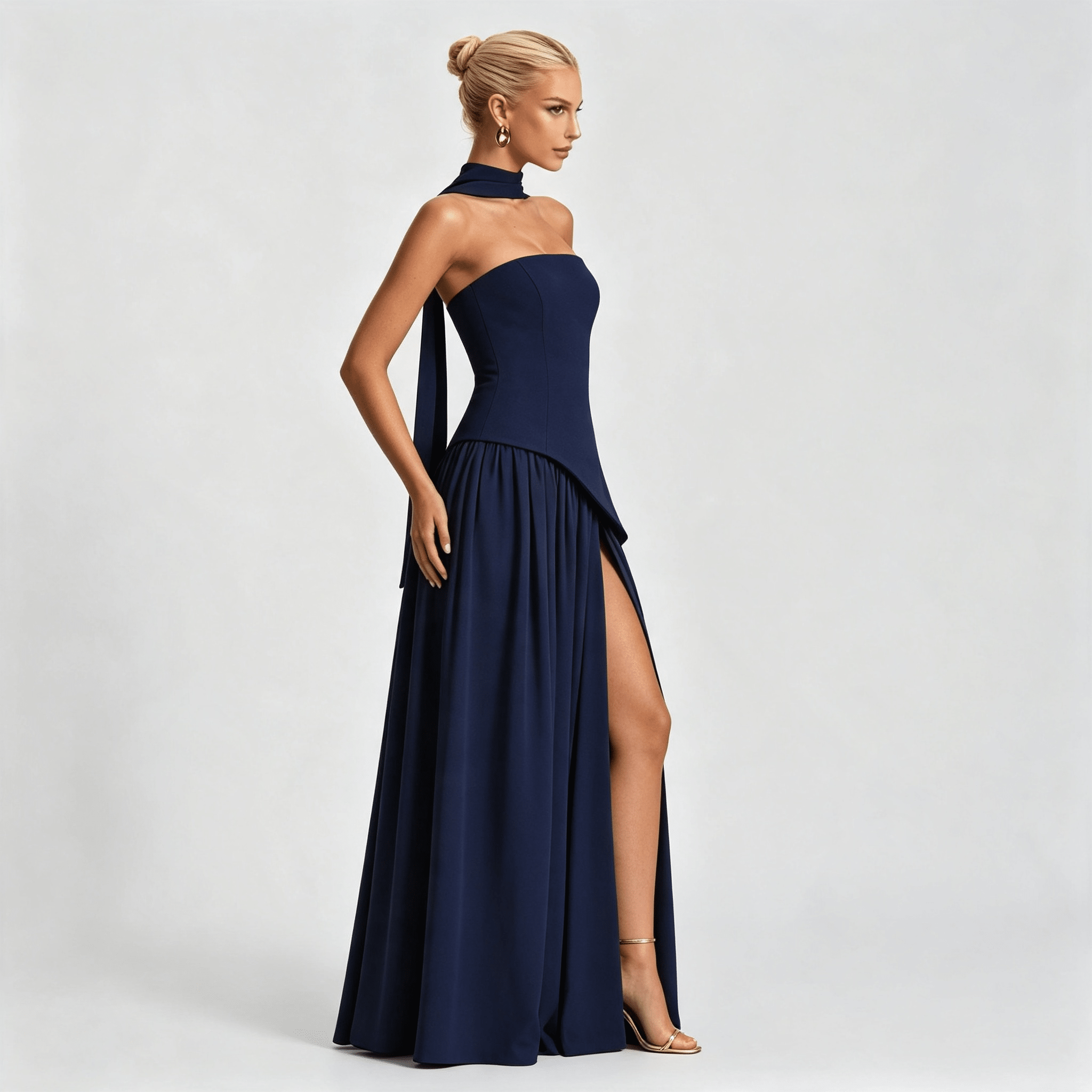 Womens Strapless Formal Maxi Dress