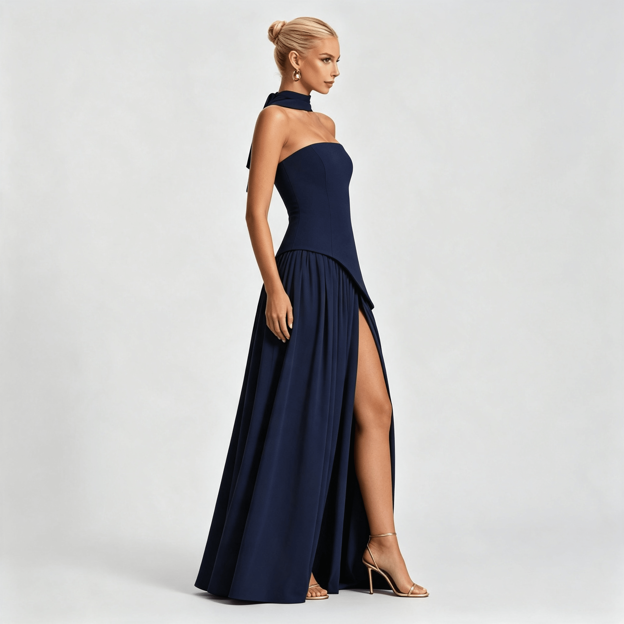 Womens Strapless Formal Maxi Dress