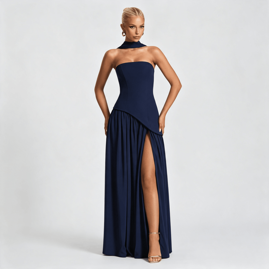 Womens Strapless Formal Maxi Dress