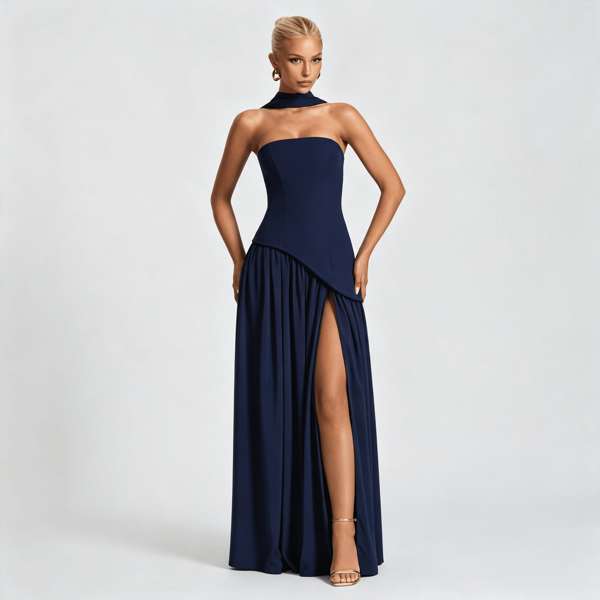 Womens Strapless Formal Maxi Dress