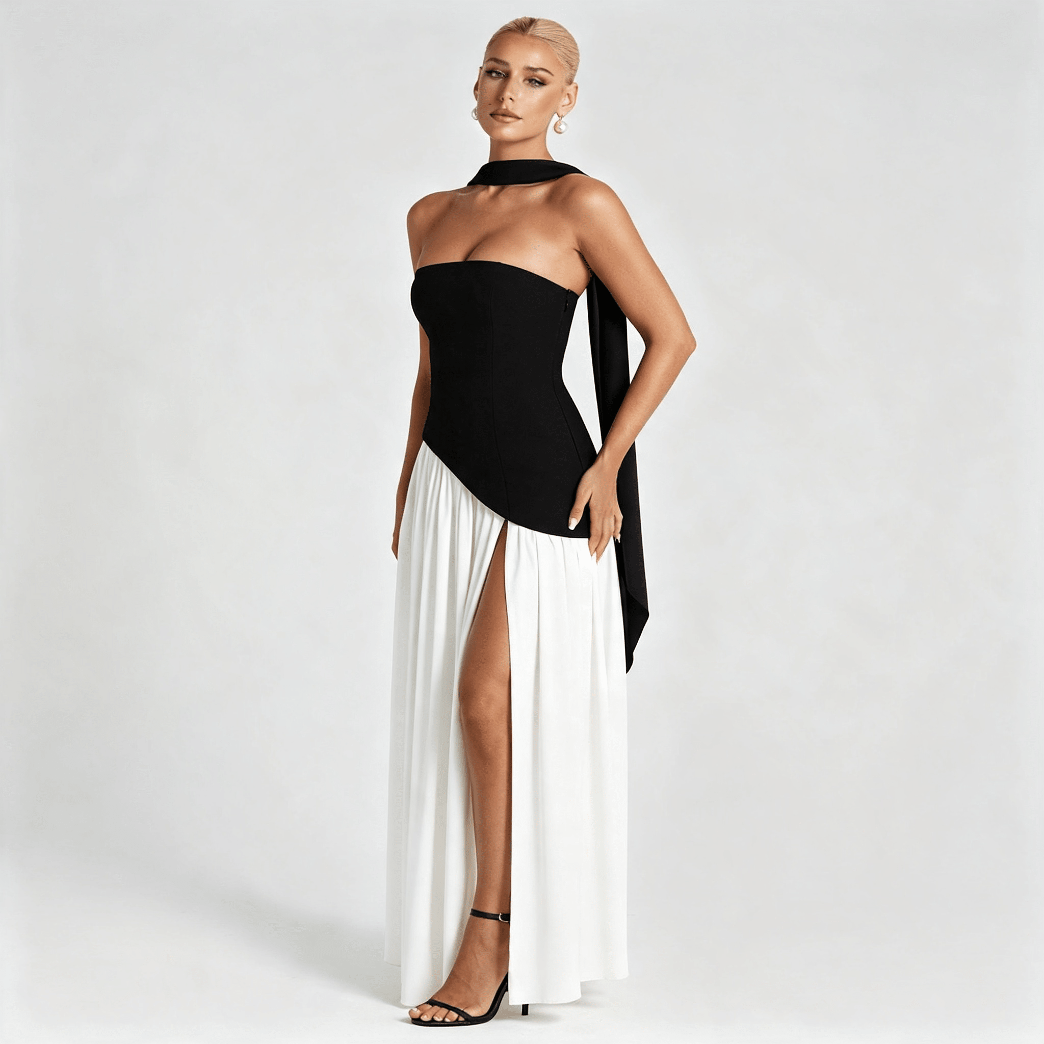Womens Strapless Formal Maxi Dress
