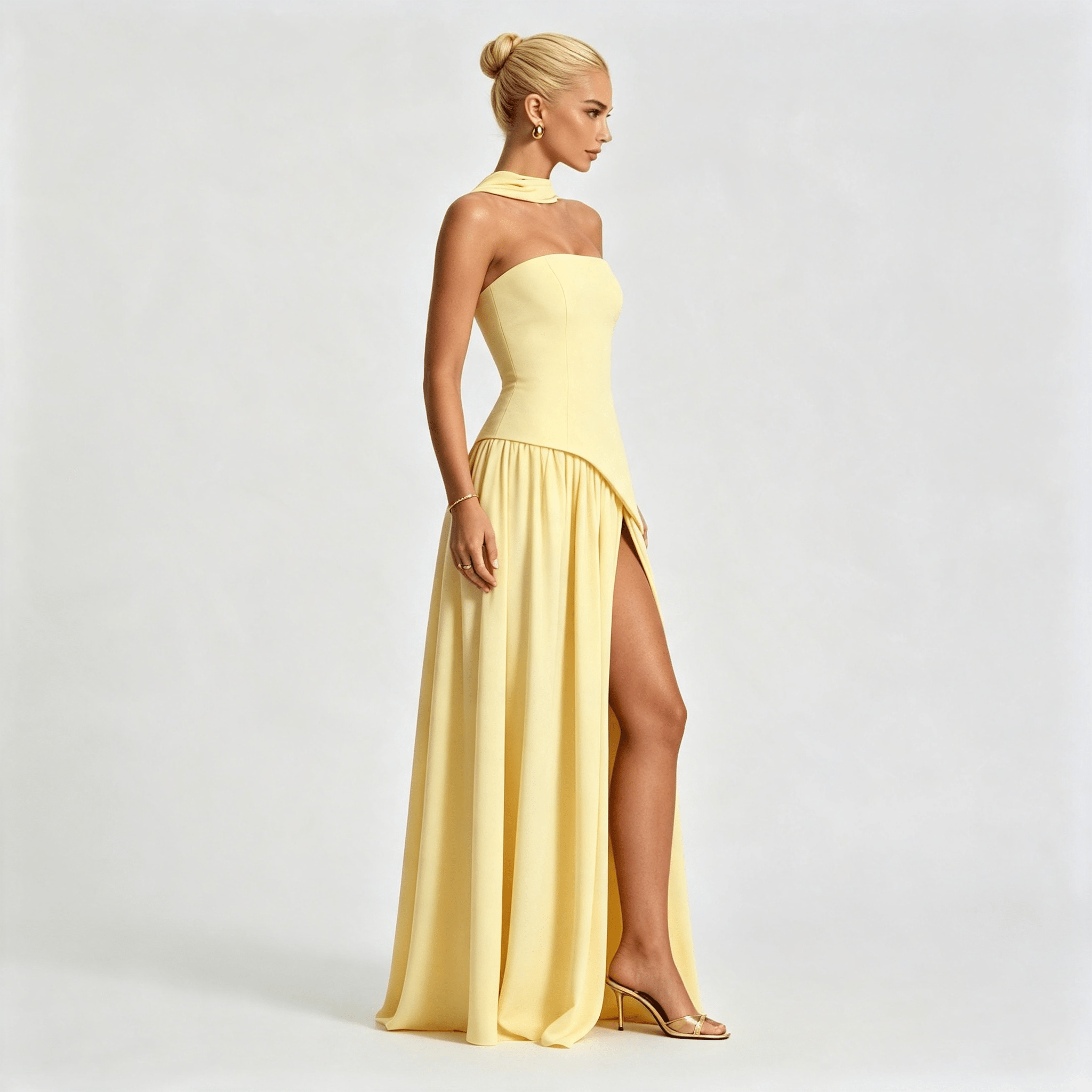 Womens Strapless Formal Maxi Dress