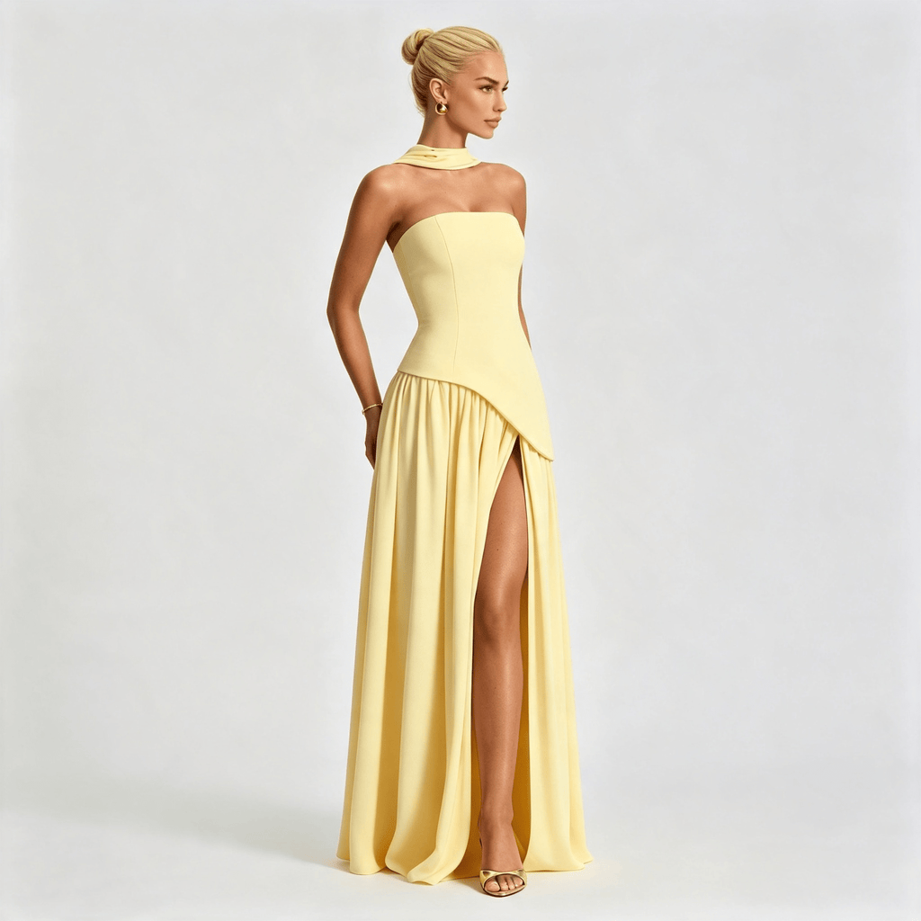 Womens Strapless Formal Maxi Dress