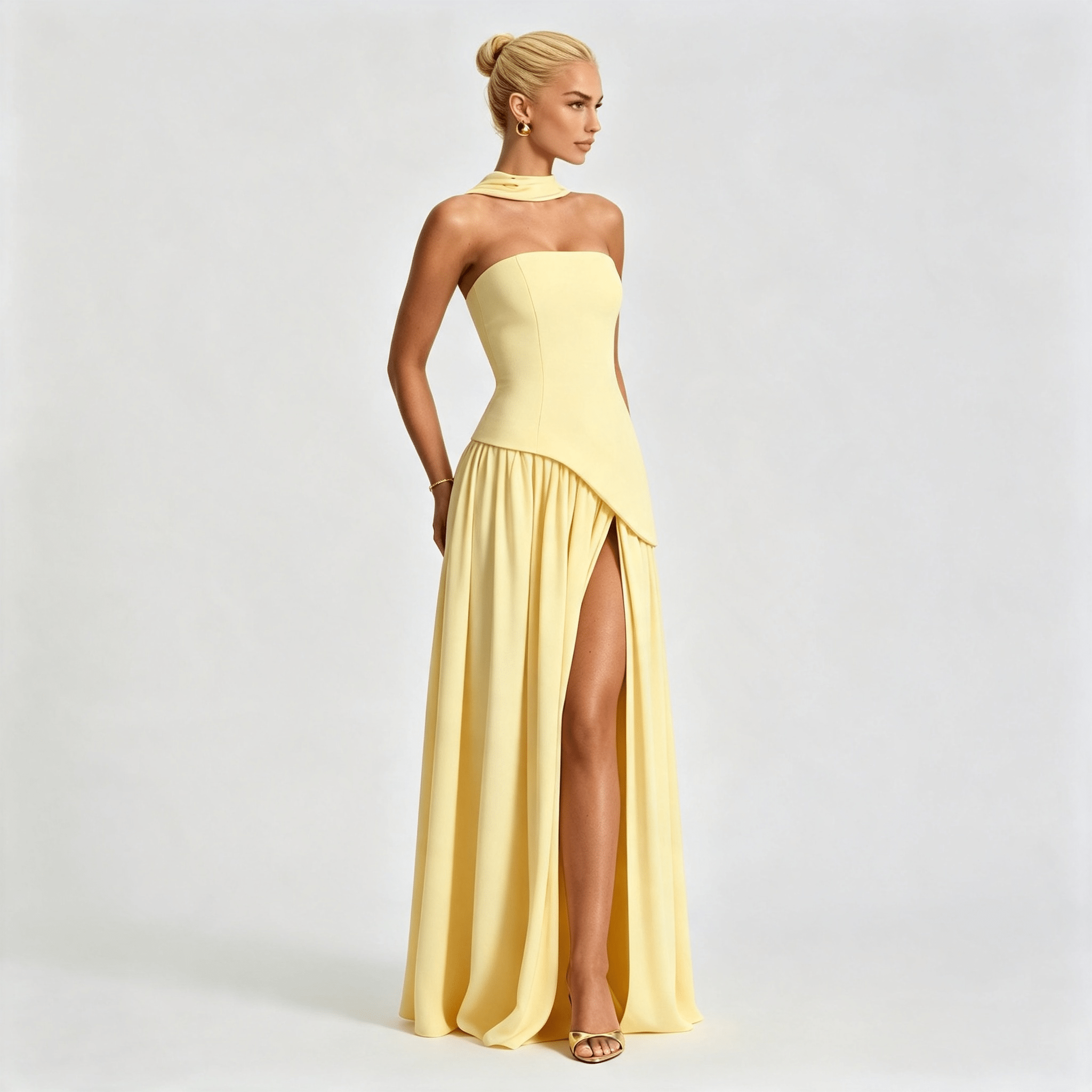 Womens Strapless Formal Maxi Dress