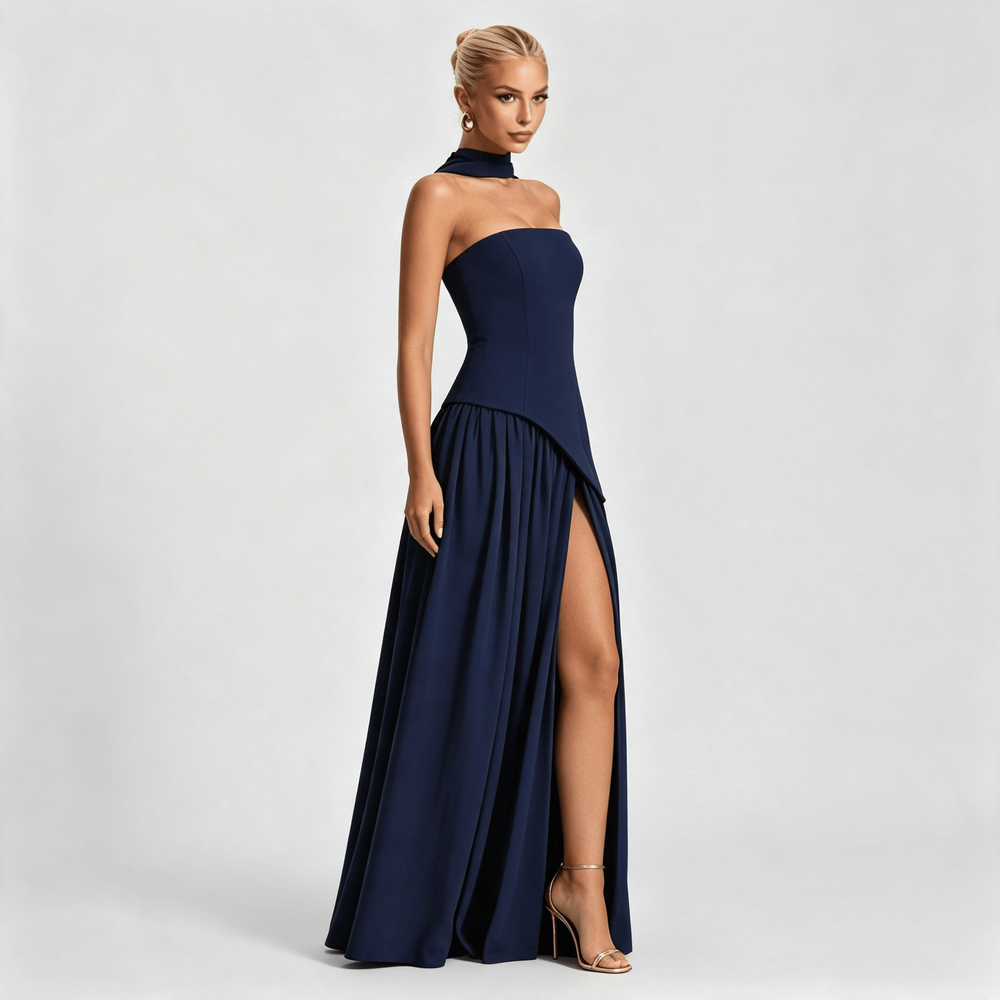 Womens Strapless Formal Maxi Dress