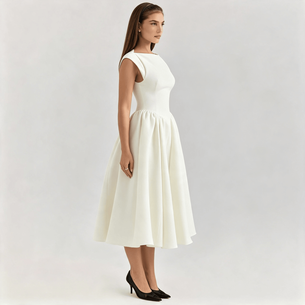 Womens Structured Cap Sleeve Midi Dress Classic Occasion Dress