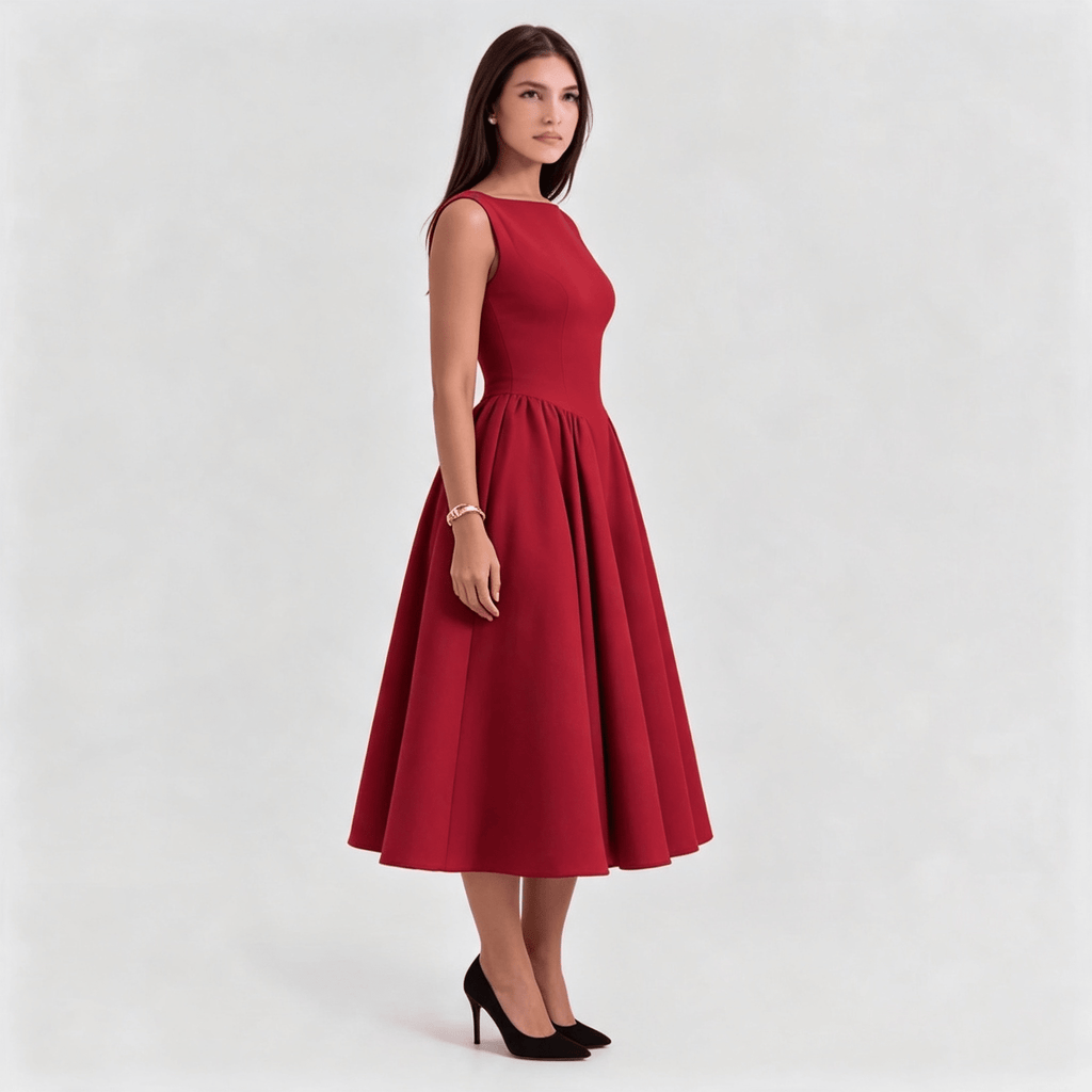 Womens Structured Cap Sleeve Midi Dress Classic Occasion Dress