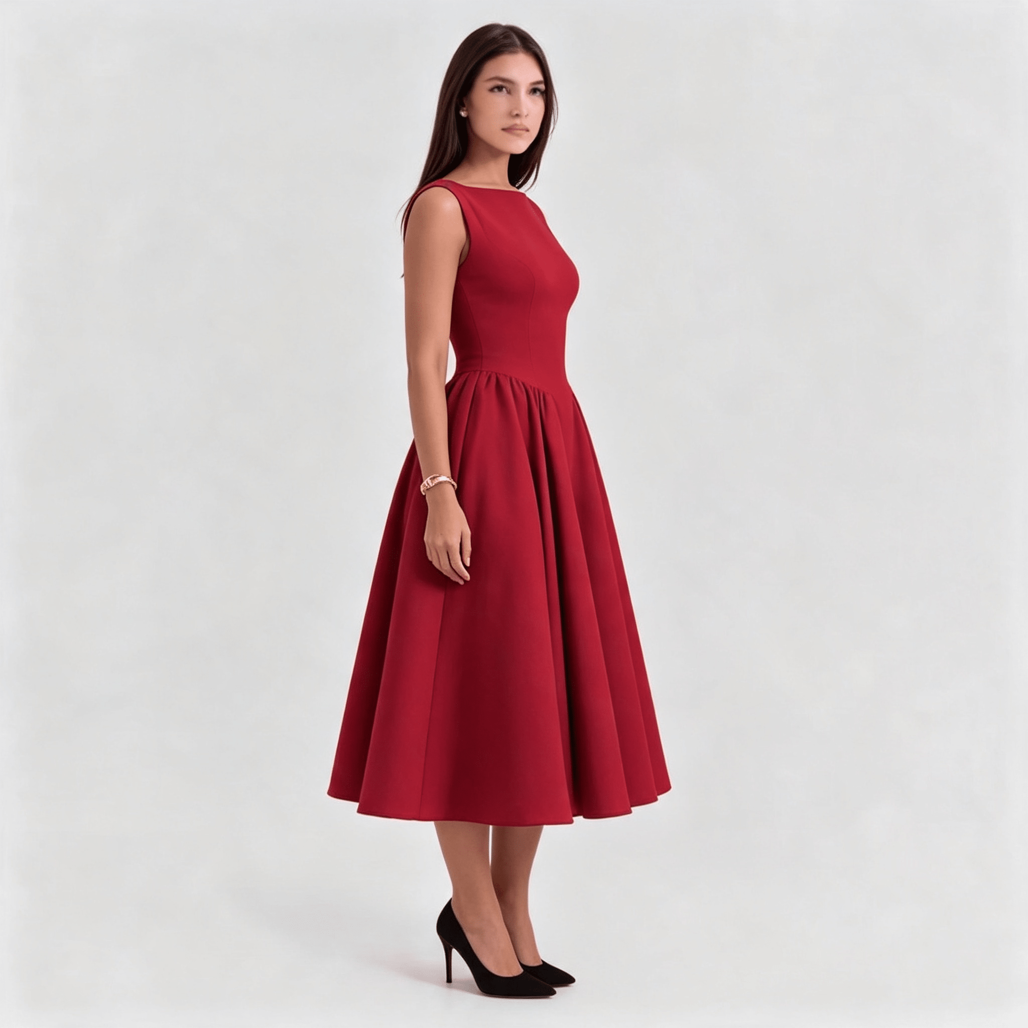 Womens Structured Cap Sleeve Midi Dress Classic Occasion Dress