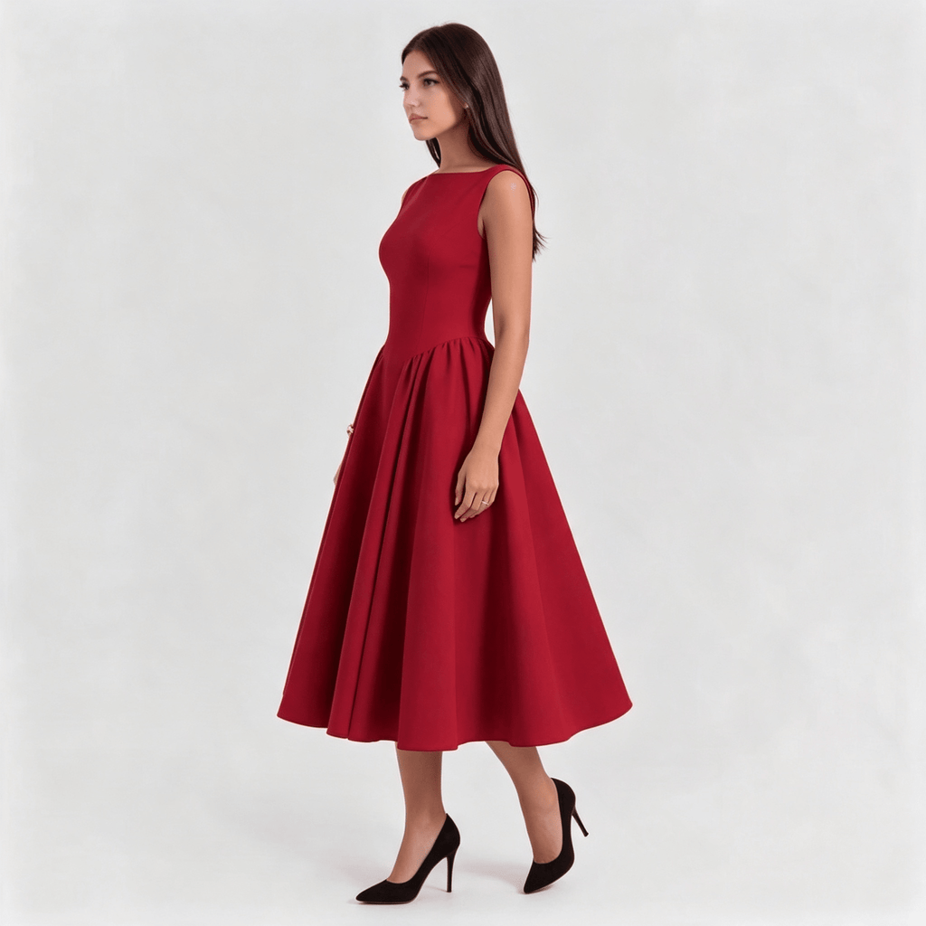 Womens Structured Cap Sleeve Midi Dress Classic Occasion Dress