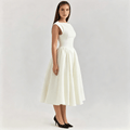 Womens Structured Cap Sleeve Midi Dress Classic Occasion Dress