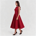 Womens Structured Cap Sleeve Midi Dress Classic Occasion Dress