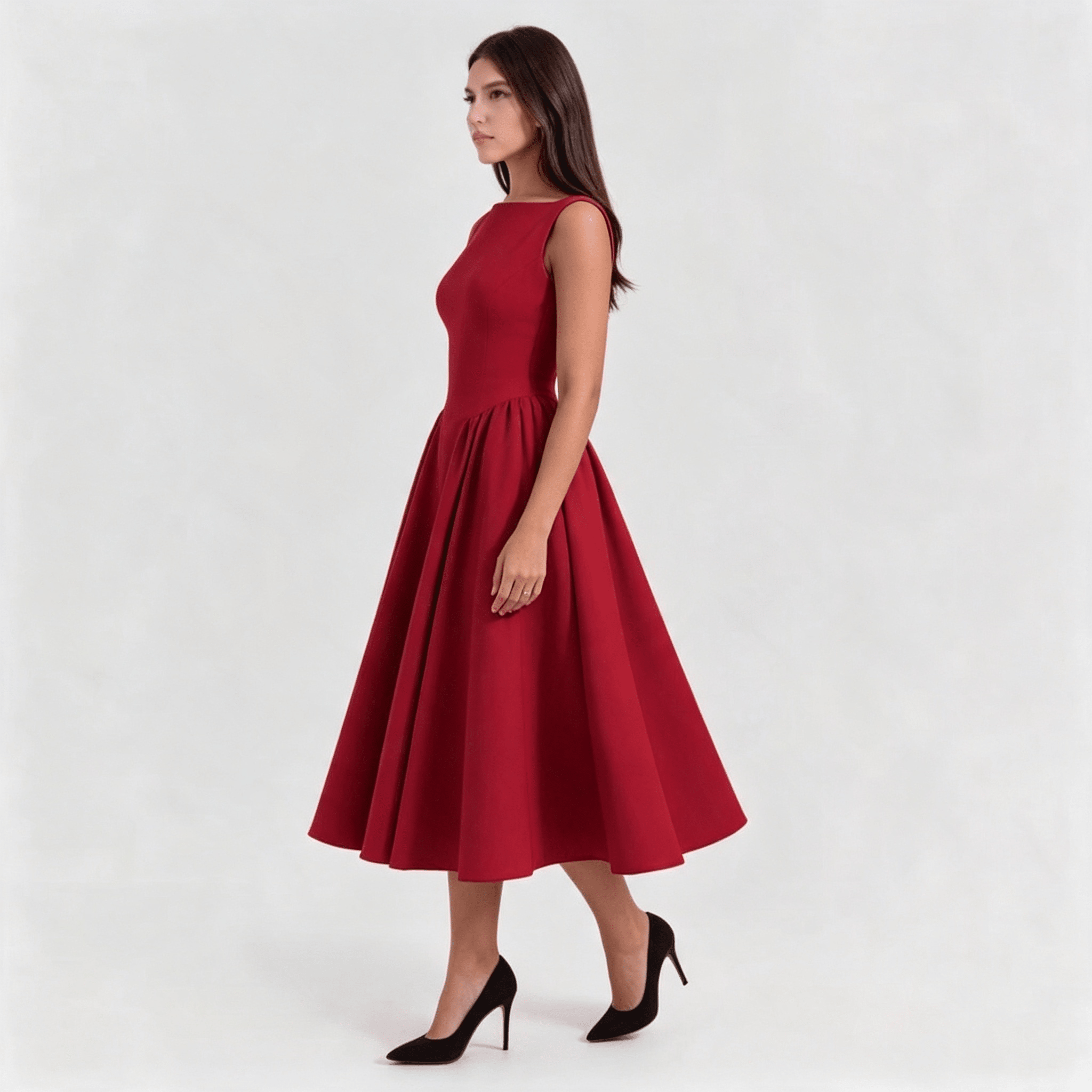 Womens Structured Cap Sleeve Midi Dress Classic Occasion Dress