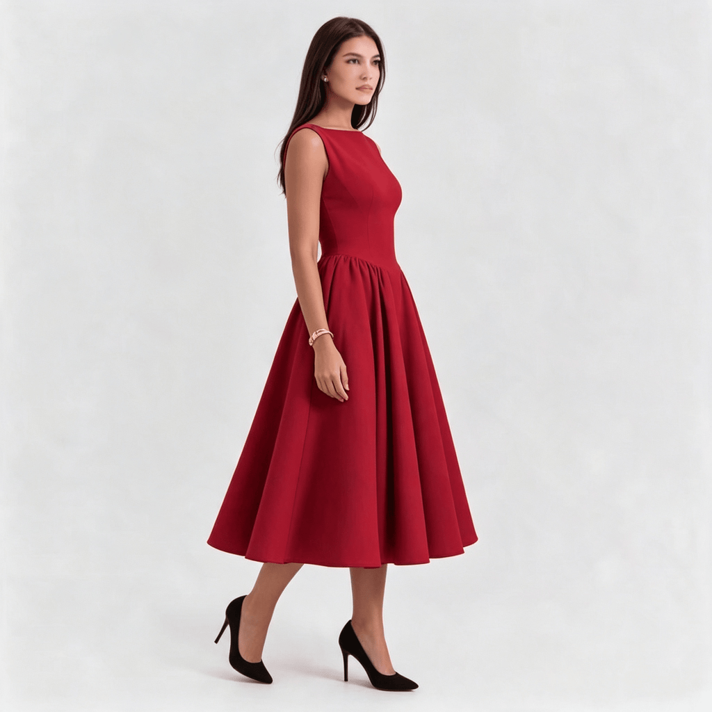 Womens Structured Cap Sleeve Midi Dress Classic Occasion Dress